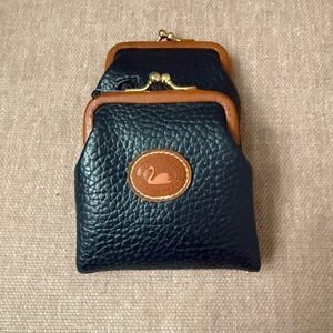 Rare Vintage Classic Collection All Weather Leather Double Kiss Lock Coin Purse